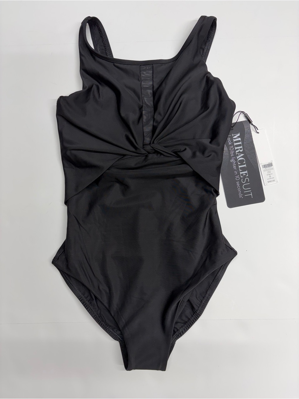 NEW Miraclesuit 8 Black One Piece Swim Suit Women high neck evoke